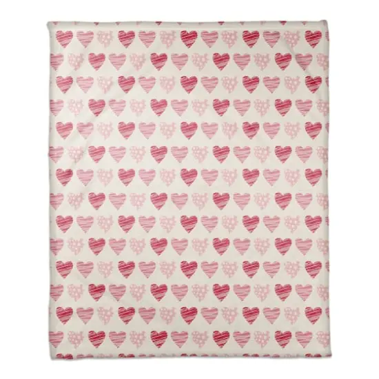 Tri Hearts Coral Fleece Throw Blanket {1}