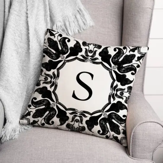 Black & White Monogram Indoor/Outdoor Pillow S {3}