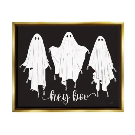 Stupell Industries Hey Boo Three Ghosts Framed Floater Canvas Wall Art {1}