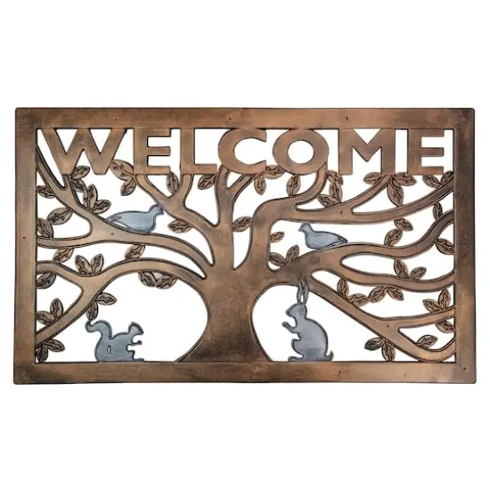 Copper Animals in Tree Welcome Doormat {1}