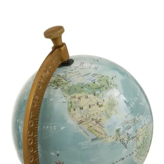 16" Blue Ceramic & Metal Coastal Globe {10}