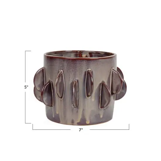 Hello Honey&reg; 7" Brown Reactive Glaze Stoneware Planter {4}