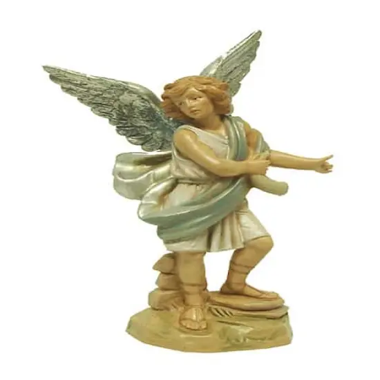 5.75" Blue & Cream Hand Painted Raphael Angel Nativity Figurine {1}