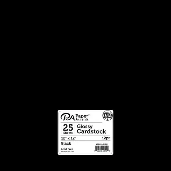 PA Paper™ Accents Glossy 12" x 12" 12pt. Cardstock, 25 Sheets Black {2}