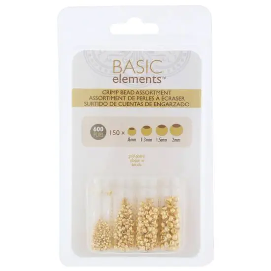 The Beadsmith&reg; Assorted Gold Plated Crimp Beads, 600ct. {3}