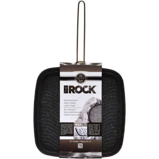 THE ROCK by Starfrit 10" Grill Pan With Stainless Steel Wire Handle {3}