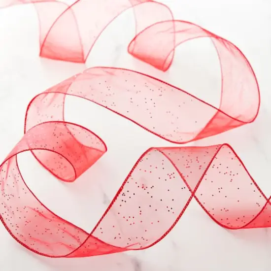 2.5"x 10yd. Glitter Shimmer Wired Ribbon by Celebrate It&reg; Specialty Red {3}