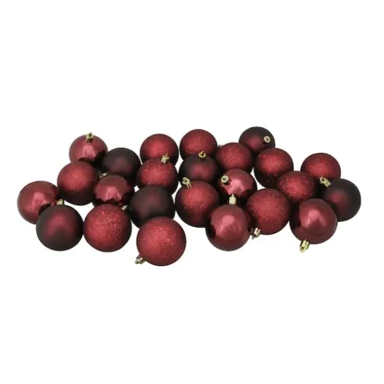 24ct Shatterproof 2.5" 4-Finish Ball Ornament, Burgundy {3}
