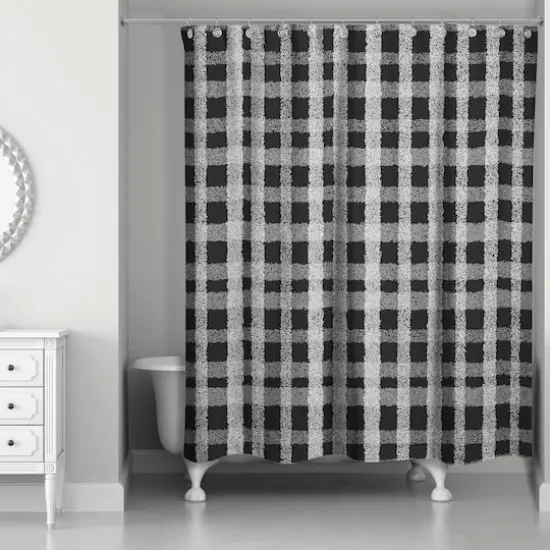 Chalky Plaid Shower Curtain Black {3}