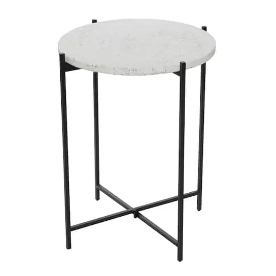 24" Black Contemporary Terrazzo Accent Table {3}