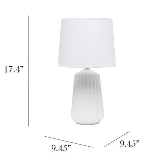 Simple Designs 17.4" Off White Pleated Base Table Lamp {4}