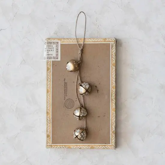 Hello Honey&reg; 9" Hanging Metal Jingle Bells with Hand-Painted Stars & Snowflakes on Jute Rope Hanger {3}