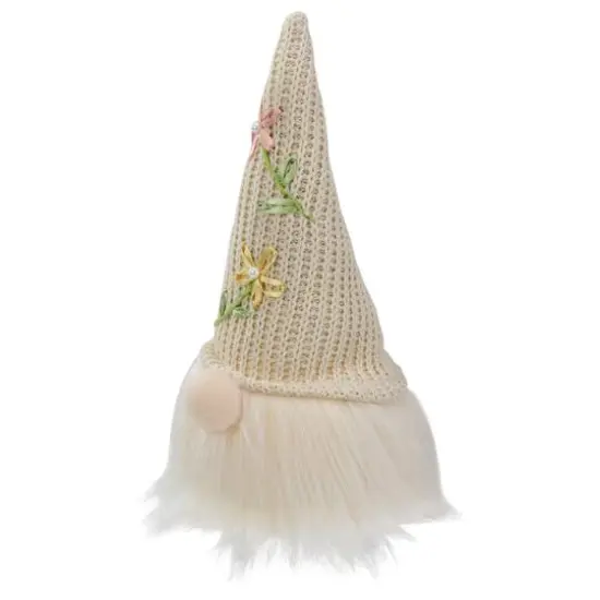 10" Lighted Cream Gnome Head with Knitted Hat Figure {6}