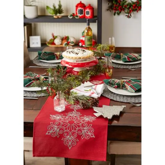 DII&reg; 70" Sparkle Snowflakes Embroidered Table Runner {8}