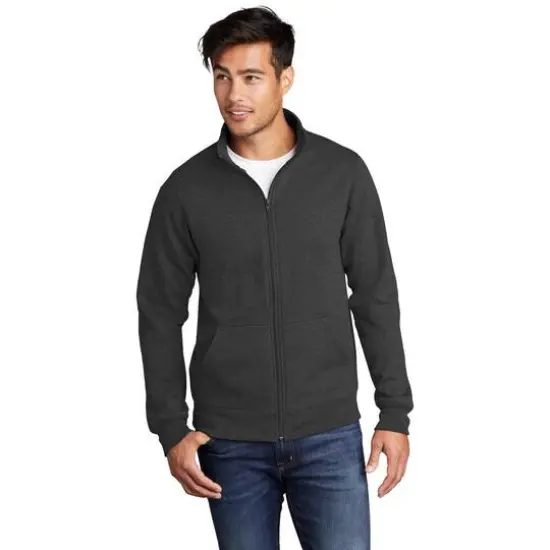 Port & Company&reg; Core Fleece Cadet Full-Zip Adult Unisex Sweatshirt Dark Heather Grey {4}
