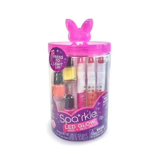 Bright Stripes Sparkle LED Glow Spa Pink Butterfly Activity Jar {1}