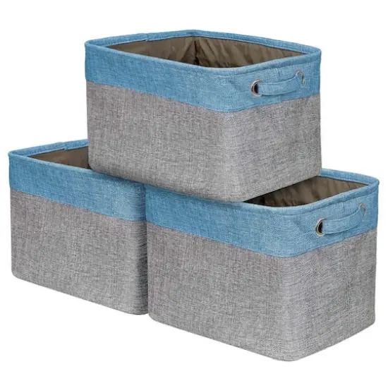 Sorbus 15" Twill Collapsible Storage Basket Set Aqua {1}
