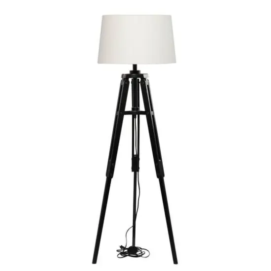 Black Wood Industrial Floor Lamp, 62" x 21" x 21" {6}