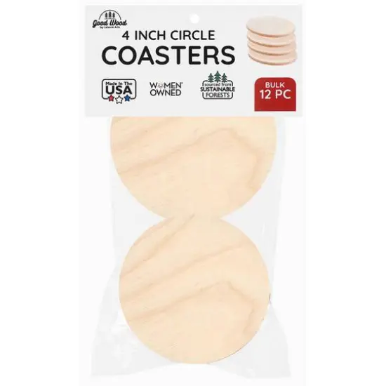 Leisure Arts Good Wood 4" Circle Coaster Set, 12ct. {1}