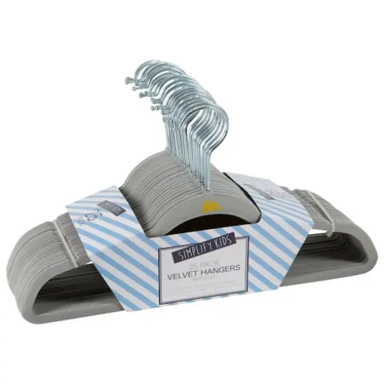 Simplify Kids Velvet Hangers, 25ct. Light Gray {1}