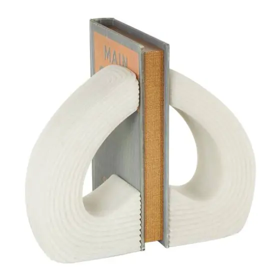 7" White Shimmer Polystone Heart Inspired Decorative Bookends, 2ct. {7}