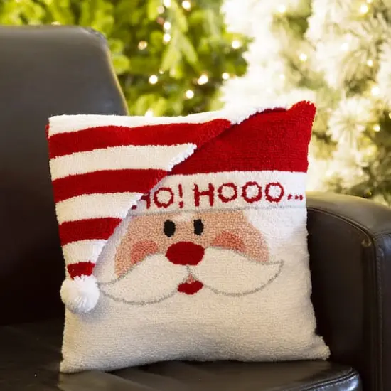 Glitzhome&reg; 14" Hooked 3D Santa Pillow {3}