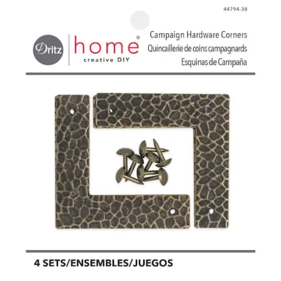 Dritz Home&reg; Small Antique Brass Textured Campaign Corners, 4ct. {1}