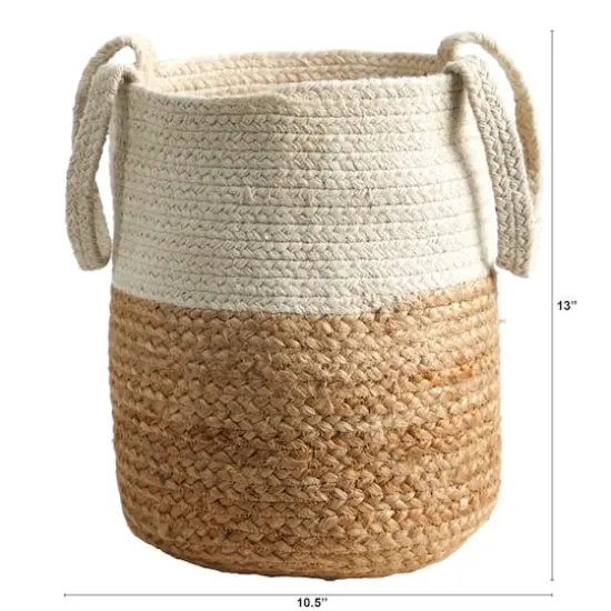 12.5" Handmade Natural Jute & Cotton Basket Planter {5}