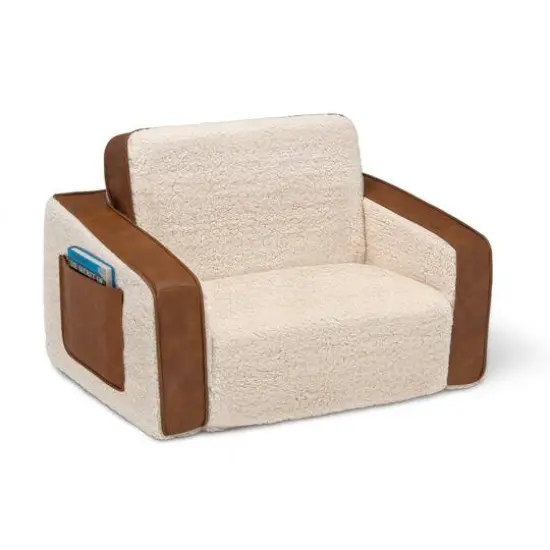 Sherpa Flip Out Chair With Brown Leather {1}