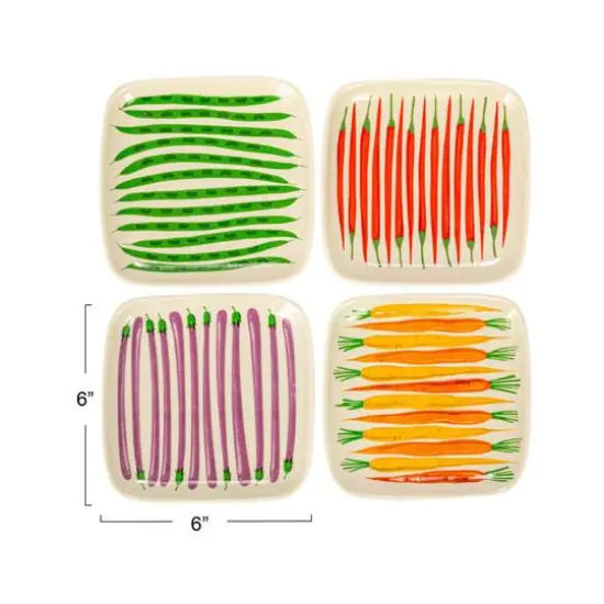 Hello Honey&reg; 6" Vegetable Square Stoneware Plate, 12ct. {6}