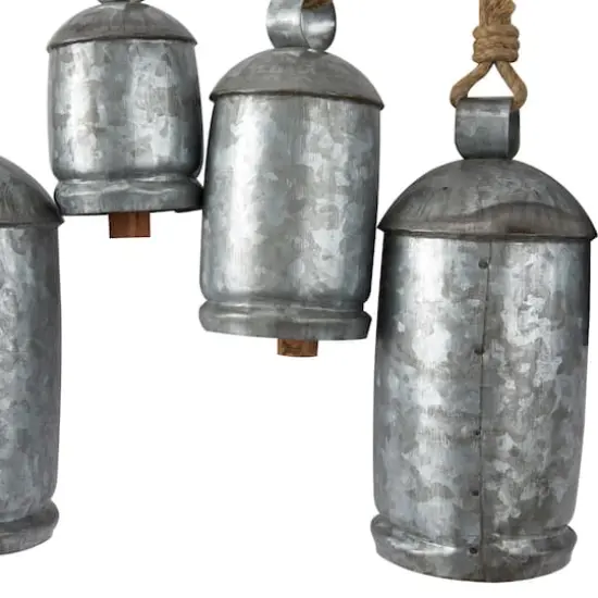 48" Metal Bohemian Decorative Cow Bells Silver {5}