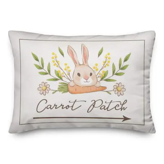 Bunny And Carrot Pattern Patch 14" x 20" Indoor / Outdoor Pillow {1}