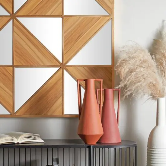 Orange Metal Vase with Handles Set of 2 12", 14" {9}