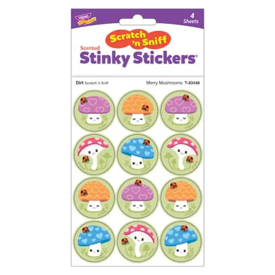 TREND Enterprises&reg; Merry Mushrooms, Dirt scent Scratch 'n Sniff Stinky Stickers&reg;, 48 Per Pack, 6 Packs {4}