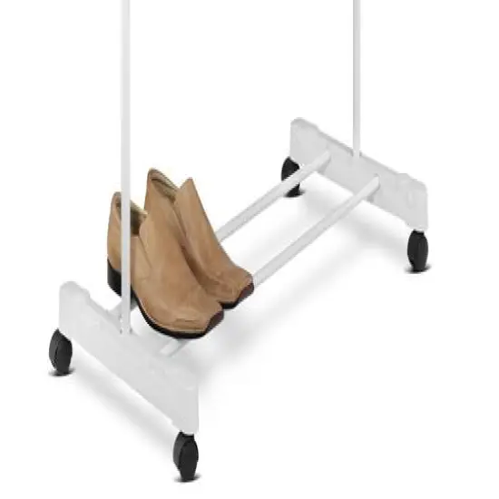 Honey Can Do White Portable Metal Clothes Rack with Bottom Shelf {5}