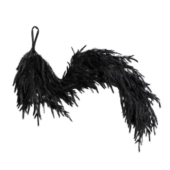 4ft. Artificial Real Touch Halloween Black Norfolk Island Pine Garland with Natural Look {1}