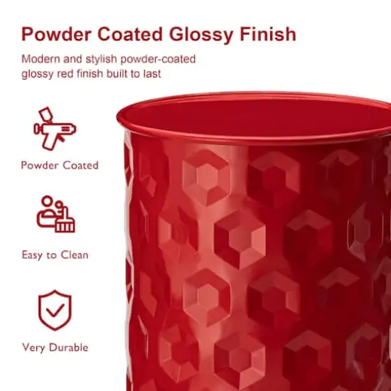 Glitzhome&reg; Multifunctional Embossed Honeycomb Texture Metal Garden Stool Set Red {8}