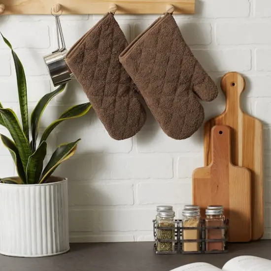 DII&reg; Terry Oven Mitts, 2ct. Brown {8}