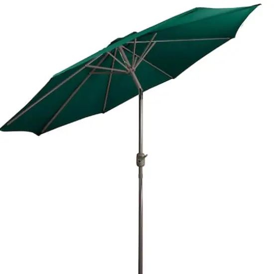 9ft. Outdoor Patio Market Umbrella with Hand Crank & Tilt Hunter Green/Brown {7}
