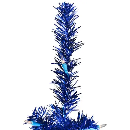 9ft. Pre-Lit Blue Artificial Tinsel Christmas Tree, Clear Lights {5}