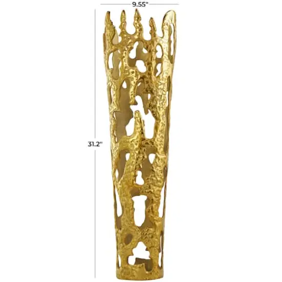 31" Contemporary Aluminum Melting Drip Vase Gold {7}