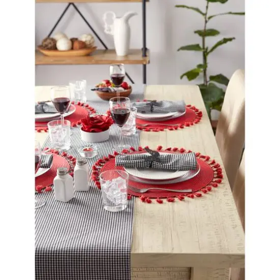 DII&reg; Tassel Fringe Woven Round Placemats, 6ct. Hot Red {6}
