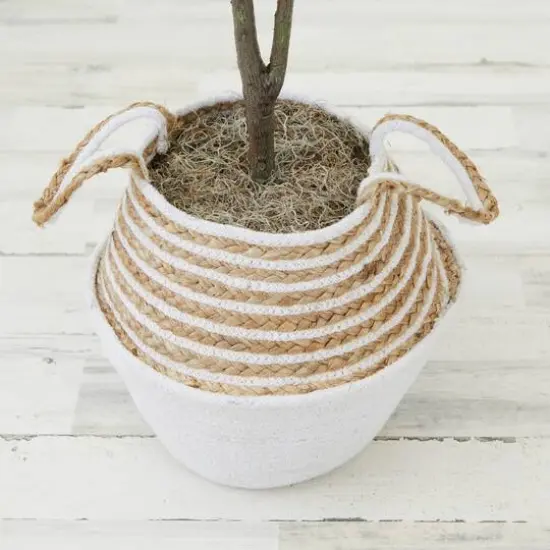 3ft. Artificial Fiddle Leaf Fig Tree With Handmade Cotton & Jute Woven Basket DIY Kit Cream {9}
