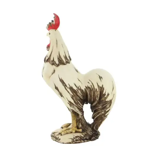 15" White Rooster Garden Sculpture {5}