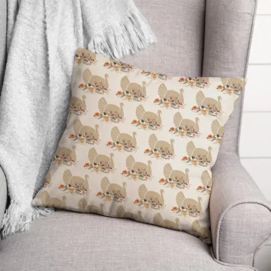 Neutral Turkey Pattern Throw Pillow {3}