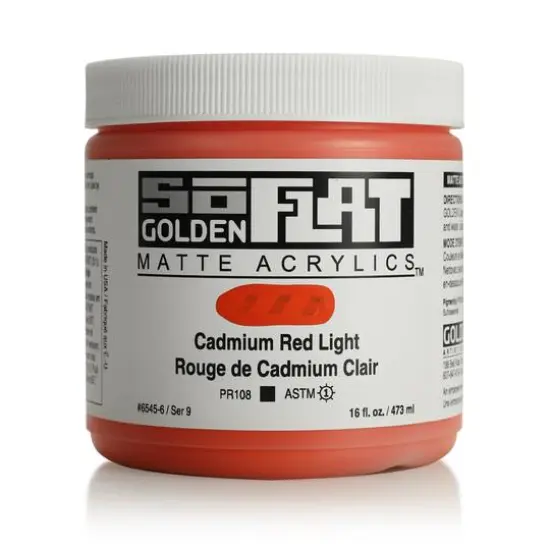 Golden&reg; SoFlat Matte Acrylic Paint, 16oz. Cadmium Red Light {1}