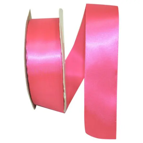 JAM Paper 1.5" x 50yd. Single Face Satin Ribbon Shocking Pink {1}