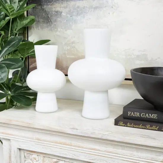 White Glass Trumpet Vase Set {3}