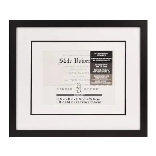8.5" x 11" Black Document Frame with Triple Mat by Studio D&eacute;cor&reg; {5}