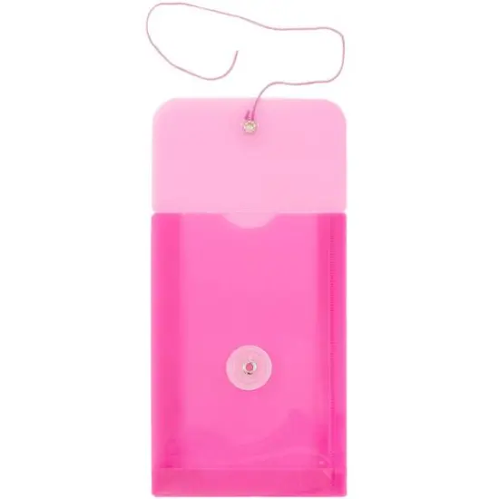 JAM Paper 4.25" x 6.25" Plastic Button & String Tie Closure Envelopes, 12ct. Fuchsia Pink {6}